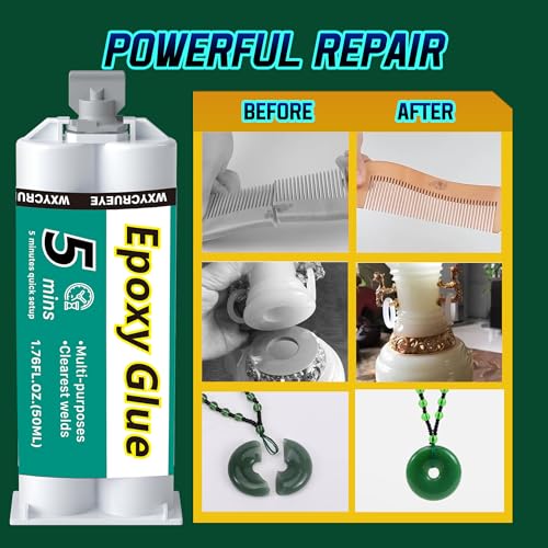 5 Minute Epoxy Glue All Purpose | Fast Cure Clear Epoxy Resin Adhesive for Plastic, Metal, Wood, Ceramic & Fiberglass | Two Part epoxy Glue