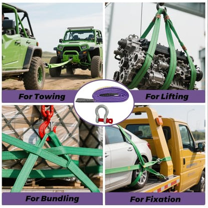 1" × 10' Web Lift Sling Straps with and D Ring Shackle - size: 1 Inch × 10 FT