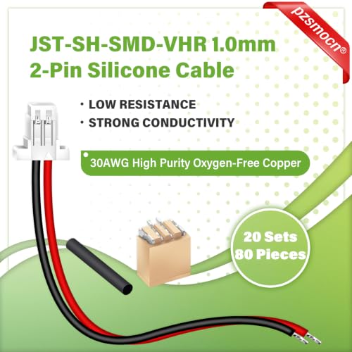 20 Sets/80 Pcs Mini Micro JST-SH-SMD-VHR 1.0mm 2-Pin Connector Kit - size: 2-Pin, style: JST-SH-VHR