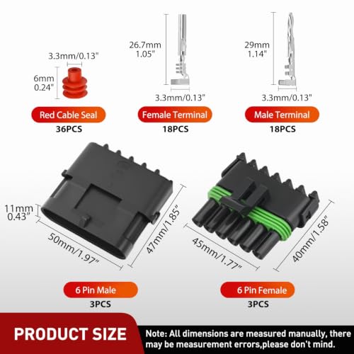 Nilight 78PCS 3 Kits 6 Pin Waterproof Automotive Electrical Connector Kit - size: 6Pin Spark Plug Connector 78PCS