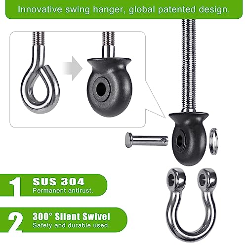 Dolibest Heavy Duty Swing Hangers, Stainless Steel 304 Swing Bolts, 180° Swing, Perfect for Playground, Porch, Yoga, Hammock Chair, Punching Bag - for Wood and Steel Beams, 7.67'' (4Pack) - color: Silver 7.67''-4pcs