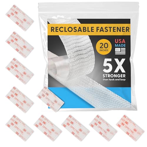 Industrial Strength - Clear Indoor/Outdoor Adhesive Mounting Tape - Self Mating Reclosable Fastener Compatible with 3M SJ3550 / SJ3560 Dual Lock - size: 20 INCH, style: Clear