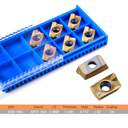 6PCS APKT1604 Tin Coated Carbide Inserts - Indexable Milling Inserts for Machinist Tools, CNC Laser Cutter, Milling Machine Accessories - size: Inserts 6pcs