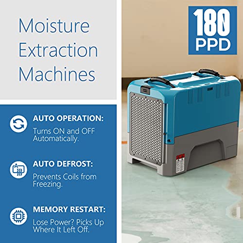 ALORAIR 180 PPD Commercial Dehumidifier with Pump, 6-Year Limited Warranty - color: Blue