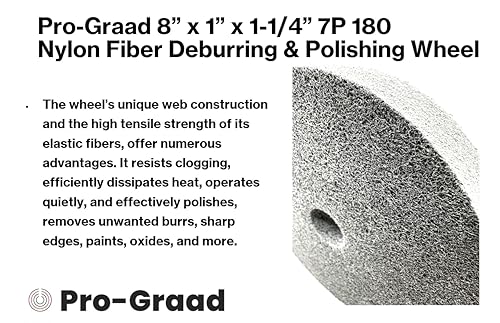 Nylon Fiber Deburring Wheel 8" x 1" x 1-1/4" 7P Hardness 180Grit - style: 8" x 1" x 1-1/4" 7P Hardness 180 Grit