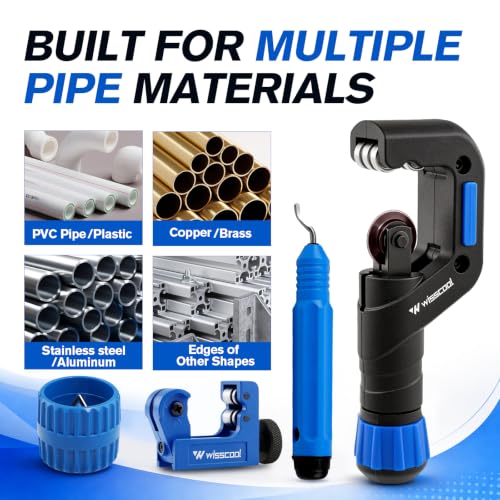 WISSCOOL Tube Cutter Set, 1/8"-2" OD Pipe Cutter Kit 4 in 1 - color: Blue, size: 4 in 1 Set
