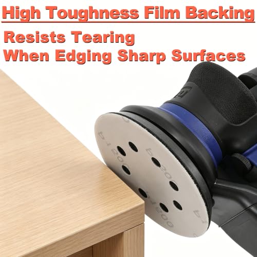 5 Inch 8 Hole Hook and Loop Sanding Discs: 100Pcs, 400-2000 Assorted Grit