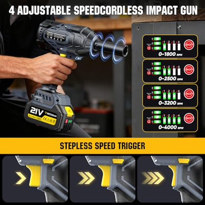 1328Ft-lbs 1/2" Cordless Impact Wrench, 1800N.m Brushless High Torque Impact Gun with 2x4.0Ah Batteries, 4-Speed Battery Powered Impact Wrench, Pistola de Impacto for Car Truck RV Mechanics Repair