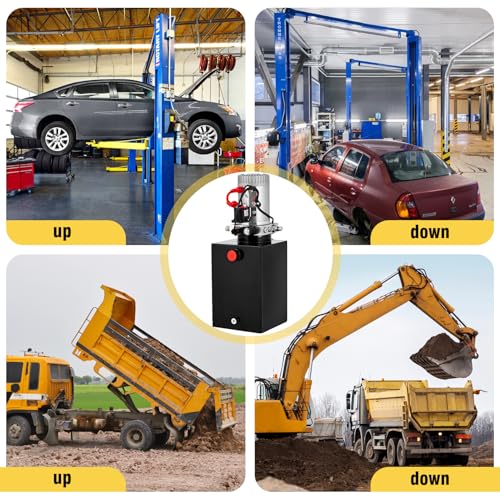 Hydraulic Power Unit 12 Quart Hydraulic Pump 12V Dump Trailer Pump Single Acting Hydraulic Power Pack 3200 PSI Electric Hydraulic Pump with Steel Reservoir for Car Lift