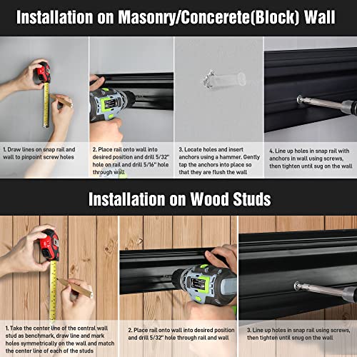WORKPRO 64" Garage Tool Organizer Wall Mount with 8 Adjustable Hooks