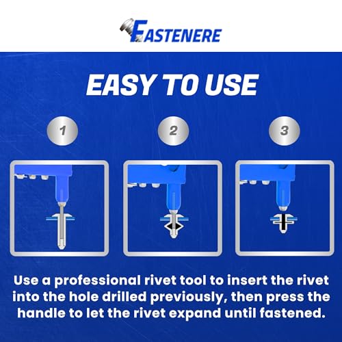Fastenere Pop Rivets - 1/4" x 7/8" (25 pcs) Heavy Duty, Open-End, Low Carbon Steel, Dome-Head Blind Rivets, Corrosion-Resistant & High Shear Strength, 8-14 Gap 0.751"-0.875" - size: 1/4" x 7/8" (8-14) (25 Pack)
