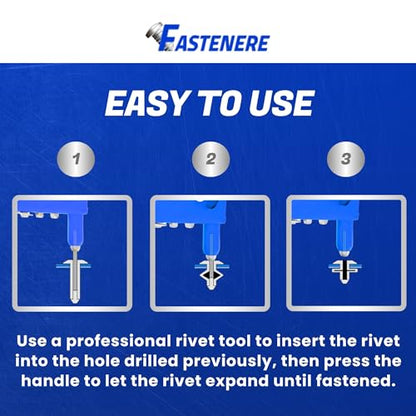 Fastenere Pop Rivets - 1/4" x 7/8" (25 pcs) Heavy Duty, Open-End, Low Carbon Steel, Dome-Head Blind Rivets, Corrosion-Resistant & High Shear Strength, 8-14 Gap 0.751"-0.875" - size: 1/4" x 7/8" (8-14) (25 Pack)