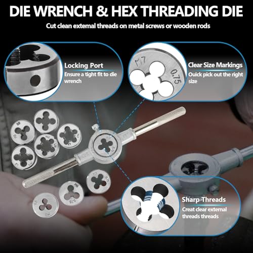 110PCS Metric Tap and Die Set, Metric Size M2-M18 Rethreading Kit