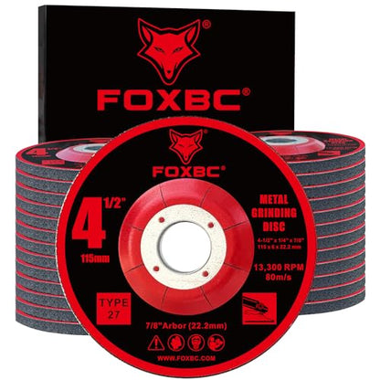 FOXBC 4-1/2 Inch Grinding Wheels for Angle Grinder, Aluminum Oxide Grinding Disc for Metal & Stainless Steel, Type 27, Depressed Center 4-1/2" x 1/4" x 7/8" - 25 Pack