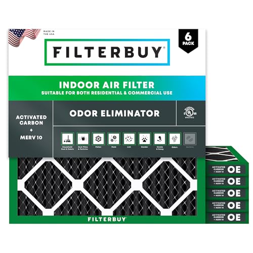 Filterbuy 12x12x1 Air Filter MERV 10 Odor & Allergy Defense (6-Pack) - size: 12x12x1