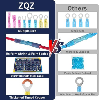 ZQZ 610Pcs Heat Shrink Marine Wire Connectors Assortment Kit, Waterproof - size: Heat Shrink
