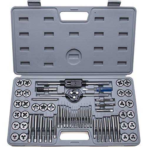60-Pc Master Tap and Die Set - Include SAE Inch Size #4 to 1/2” and Metric Size M3 to M12, Coarse and Fine Threads | Essential Threading Rethreading Tool Kit with Complete Accessories and Storage Case - style: Standard Set, 60-Piece