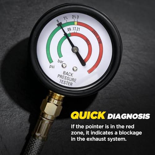 Exhaust Back Pressure Tester Kit, Car Exhaust Back Pressure Gauge Tool Set