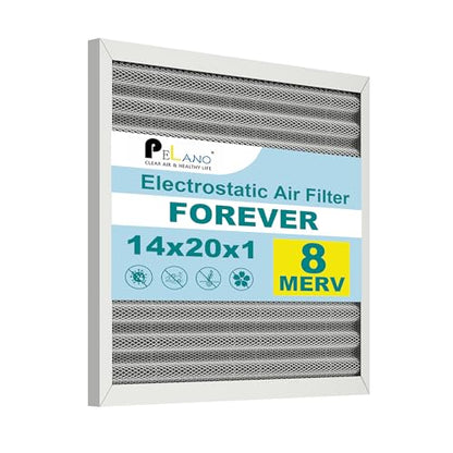 14x20x1 Reusable Air Filter, Electrostatic HVAC Air Filter, Lasts a Lifetime, Washable, Enjoy Fresher Air in Home and Office, MERV 8 (Actual Size:13.5x19.5x0.82 Inch) - size: 20" x 14" x 1"