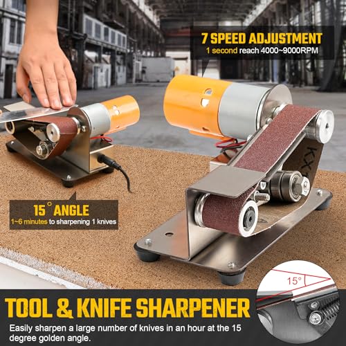 3-in-1 Mini Belt Sander 7-Speed Knife Sharpener Bench Grinder - color: Model.1 Knife Making Plus Kit, size: Model.1 Knife Making Plus Kit