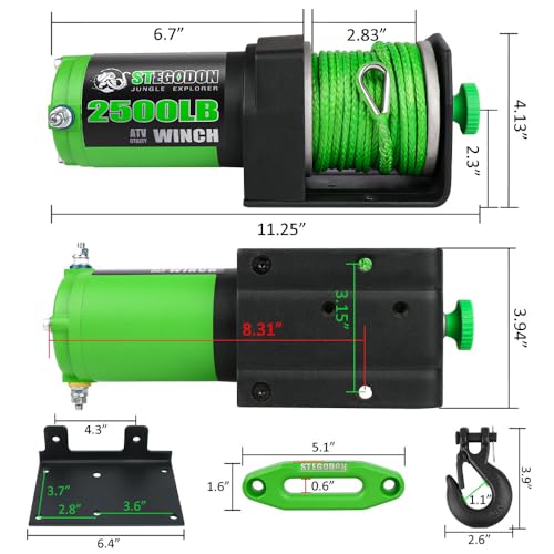 2500 lb. ATV/UTV Electric Winch, 12V Waterproof Synthetic Rope Winch,Electric Winch with Wired Remote and Wireless Remote for ATV UTV Towing,Boat,Off-Road - style: 2500LB Synthetic Rope