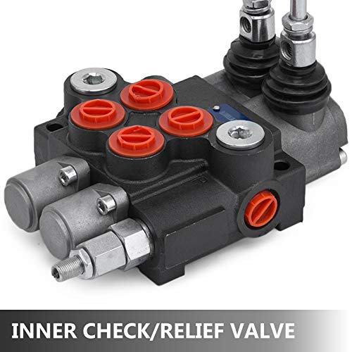 Vevor 2 Spool Hydraulic Directional Control Valve Double Acting Control Valve 11 GPM 3600 PSI SAE Port for Tractors Loaders Tanks Black