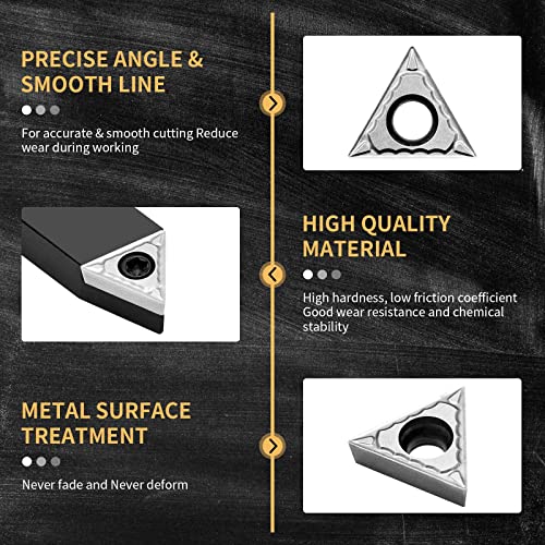 1/4" Indexable Carbide Turning Inserts Holder Set for Machining Lathes - size: 1/4 in