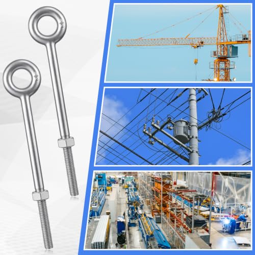 LEIFIDE 8 Pack 1/2" x 8" Eye Bolt with Nut, Hot Dipped Galvanized Heavy Duty Rigging Zinc Eye Bolt Anchor Point for Wood Chain, Wire Rope, Lifting, Construction and Outdoor Anchoring - size: 1/2" X 8"