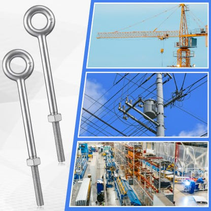 LEIFIDE 8 Pack 1/2" x 8" Eye Bolt with Nut, Hot Dipped Galvanized Heavy Duty Rigging Zinc Eye Bolt Anchor Point for Wood Chain, Wire Rope, Lifting, Construction and Outdoor Anchoring - size: 1/2" X 8"