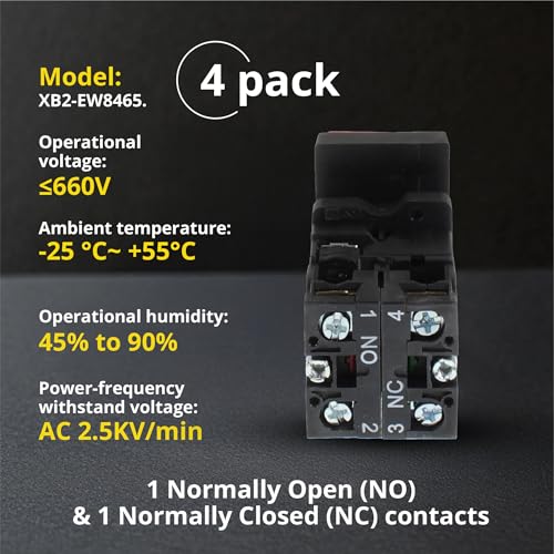 Double Head Push Button, Signal Lamp Start/Stop Switch (4 Pack) - size: 4 Pack
