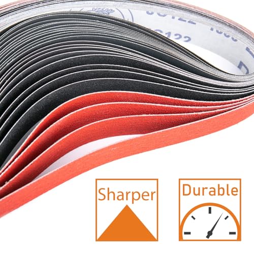 1/2 x 18 Inch Sanding Belts, Ceramic + SiC, 20 Pack, 60-240 Grit - size: 1/2x18 inch