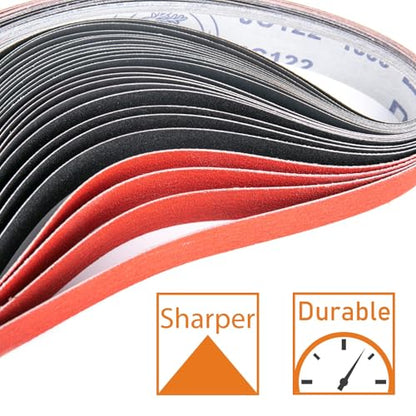 1/2 x 18 Inch Sanding Belts, Ceramic + SiC, 20 Pack, 60-240 Grit - size: 1/2x18 inch