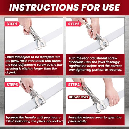 9" Locking Pliers Set, U-Shaped Welding Clamps, 4 Pack
