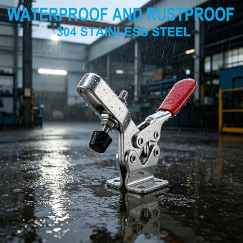4Pcs Toggle Clamp, 496Lbs Holding Capacity Hold Down Clamp,225D Quick Release Horizontal Clamps Stainless Steel w/Rubber Pressure Tip for Woodworking Jigs and Fixtures, Welding, Drill Press - style: 225D