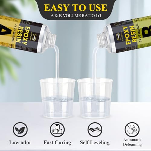 TAKIMO 16OZ 3X UV Resistant Crystal Clear Epoxy Resin Kit, 1:1 High Gloss - size: 16 Fluid Ounces