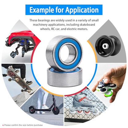 10pcs MR63-2RS Ball Bearings - Miniature Deep Groove Ball Bearing Double Blue Rubber Sealed Chrome Steel for RC Cars/Planes/Drone/Robotics and Small Electric Motors(3x6x2.5mm) - size: 3x6x2.5mm MR63-2RS