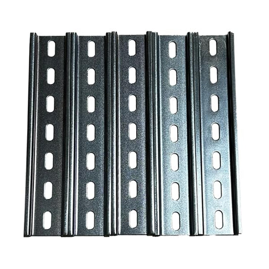International Connector T&G 5 Pieces DIN Rail Slotted Zinc-Plated Steel RoHS 35mm Wide 7.5mm High (7") - size: 7"
