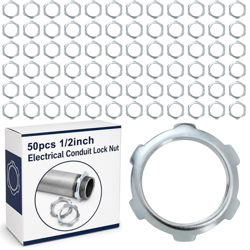 Yaocom 50 Pcs Electrical Conduit Lock Nut Rigid Lock Nut, 1/2 Inch - size: 1/2 Inch