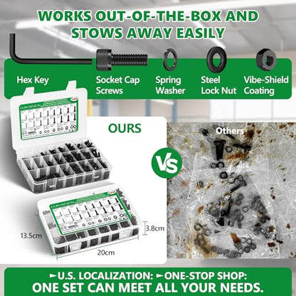 2404 PCS M2 M3 M4 M5 Metric Screw Assortment,Hex Socket Head - size: M2 M3 M4 M5 2404pcs 3