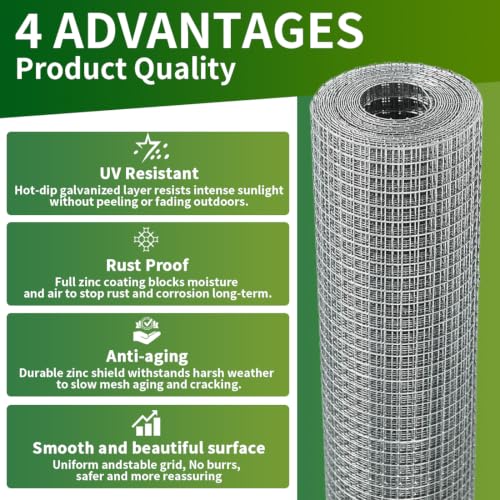 Chicken Wire Fence,Hardware Cloth 1/2 Inch 16inx10ft (19 GA) - color: 1/2inch, size: 16in x 10ft