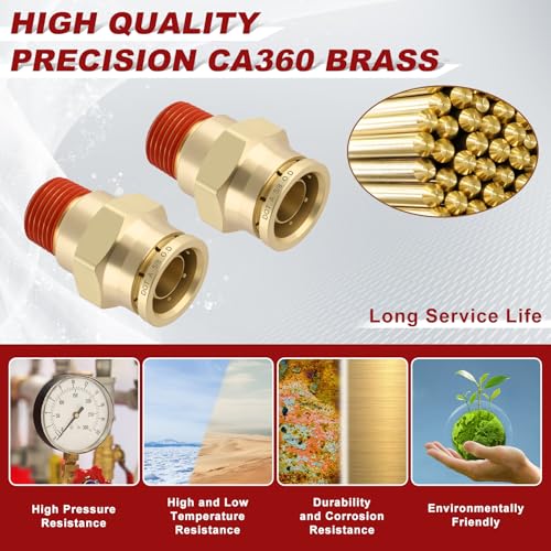 DOT Approved Male Straight Brass Union 5/8" Tube x 3/8" NPT, 4PCS - size: 5/8" OD x 3/8" NPT