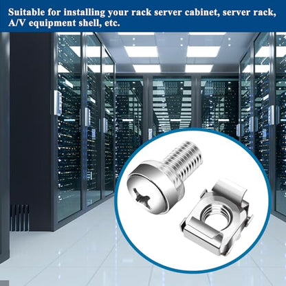 45‑Pack M6 x16mm Rack Screws, Cage Nuts & Washers Server Cabinet - color: 45Pack-M6 x 16mm-Silver