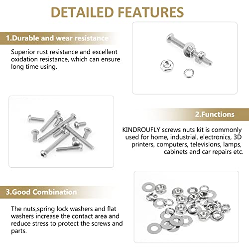 562 Pieces M2 x 4/6 /8/10 /12/16 /20mm Button Head Socket Cap Screws Nuts Washers Assortment Kit, 304 Stainless Steel, Fully Machine Thread - size: M2, style: Button Head