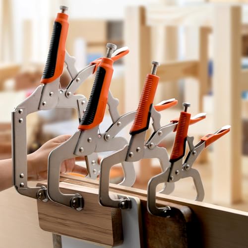 6 Inch C Clamp, Heavy Duty Vise Grip Locking Pliers Adjustable Face Clamp for Woodworking, Welding and Pocket Hole Joinery, 2 Packs (Orange, 6 Inch) - size: 6 Inch