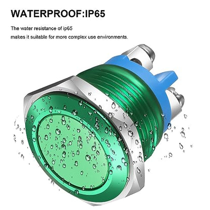 Gebildet 2pcs 16mm 3A/12V 24V 36 DC 110V 250VAC 1NO SPST Momentary Push Button Switch IP65 waterproof Aluminium Alloy Shell Screw Terminal (Green Shell) - size: 16mm-Green