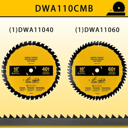 2-Pack 10in 40T/60T Table Saw Blades Compatible with Dewalt - style: 10IN,40T&60T
