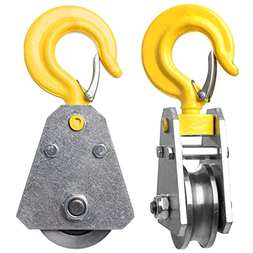 2pcs 3.2Ton Snatch Block with Hook Bearing Pulley Hook Lifting Trolley Wire Rope Electric Hoist Under Hook Hoist Special Hook Household Labor-Saving Hook Small Lifting Trolley - size: 3 Ton