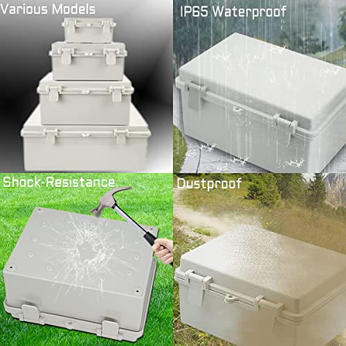 Zulkit Junction Box ABS Plastic Waterproof IP65 Electrical Boxes Hinged Shell Outdoor Universal Project Enclosure with Mounting Plate and Wall Brackets Grey (390x290x160 mm) - size: 15.4" x 11.4" x 6.3"