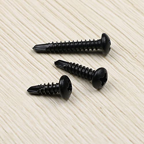 410 Stainless Steel #8 Self Drilling TEK Screw Assortment Kit, Pan Head Self Tapping Sheet Metal Screws, Length 1/2" 3/4" 1" 450 PCS - Black Oxide (Pack of 3) - size: #8 Pan Head (Pack of 3)