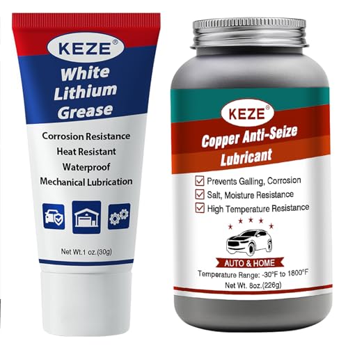 Keze White Lithium Grease Automotive 1 oz and Copper Anti Seize Grease 8 oz